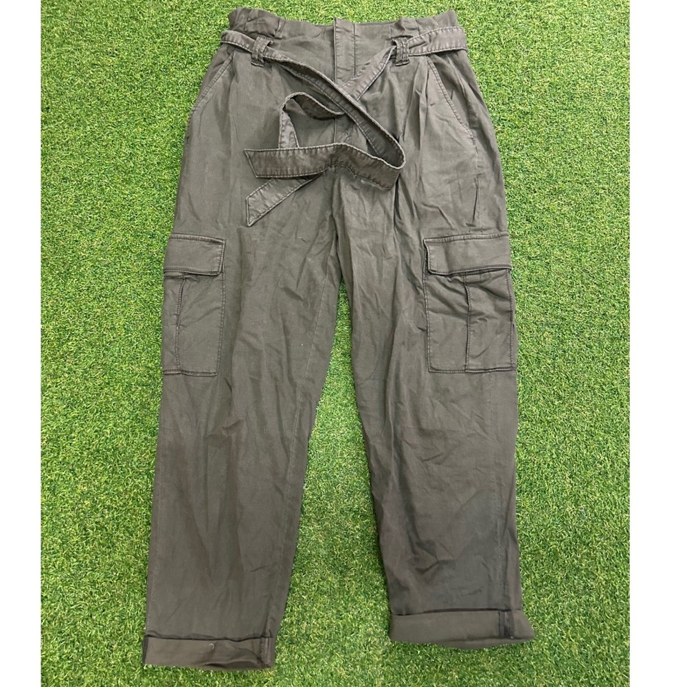 White House Black Market Extra High Rise Tapered Ankle Cargo Pants Olive Green 6